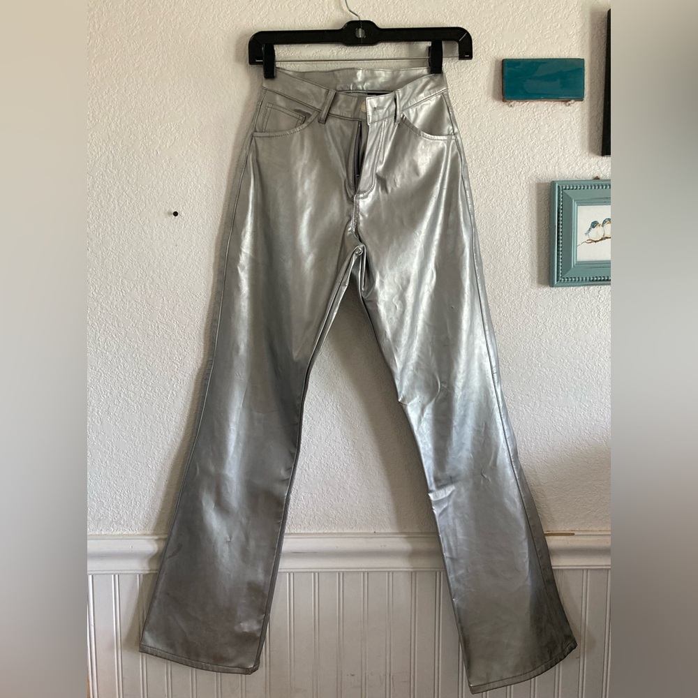 Iconic Nostalgic Vintage Mid 1990’s era Formula X Silver Vinyl Pants Sz 1